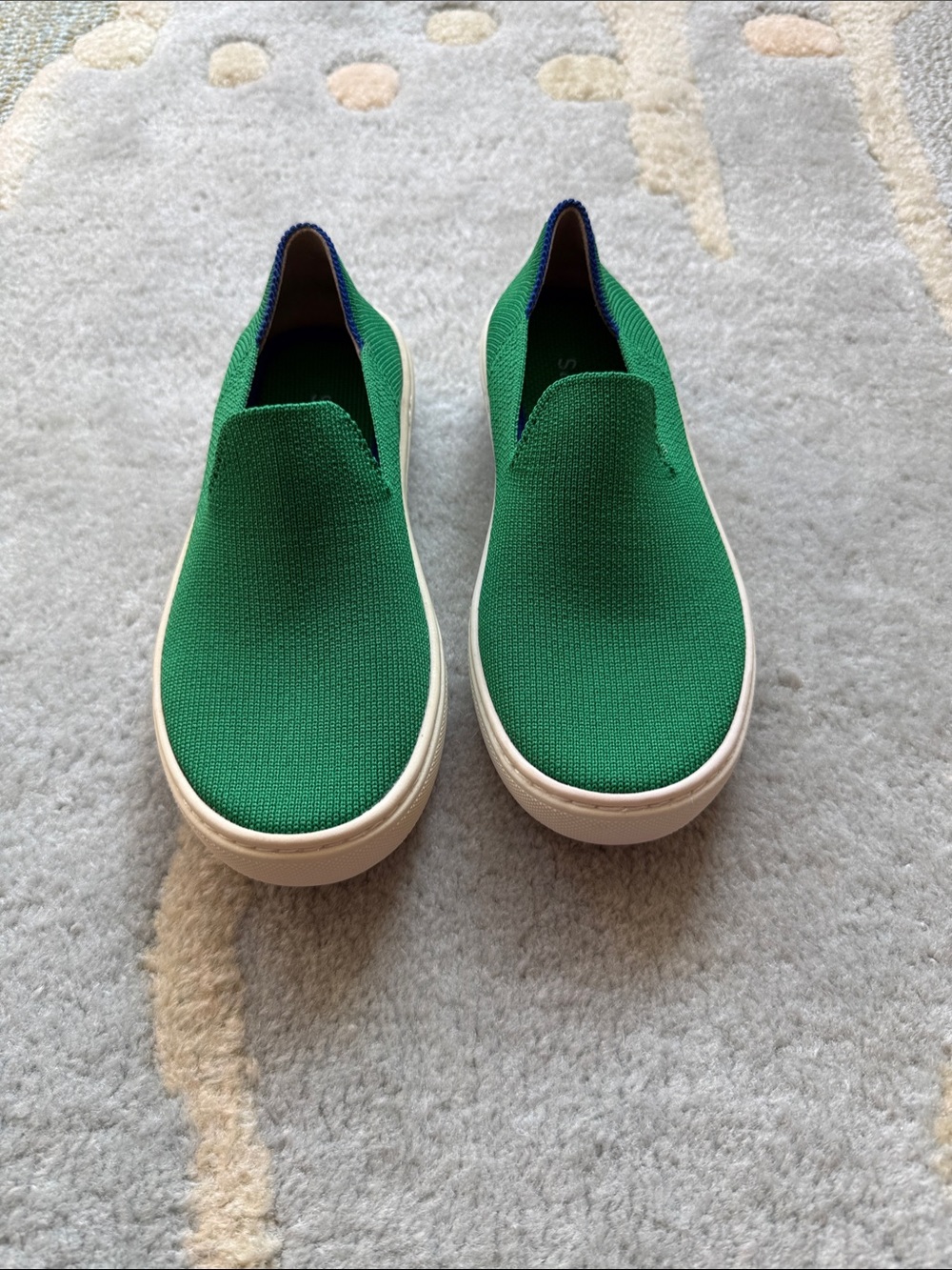 Rothy's kids Slip-On Knit Sneaker Loafer  in Green with White Sole